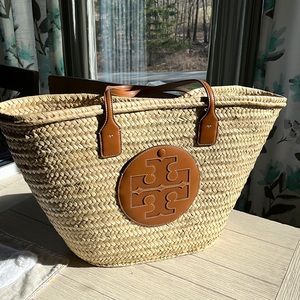 Brand New Tory Burch Ella Straw Basket Tote w/detachable clutch